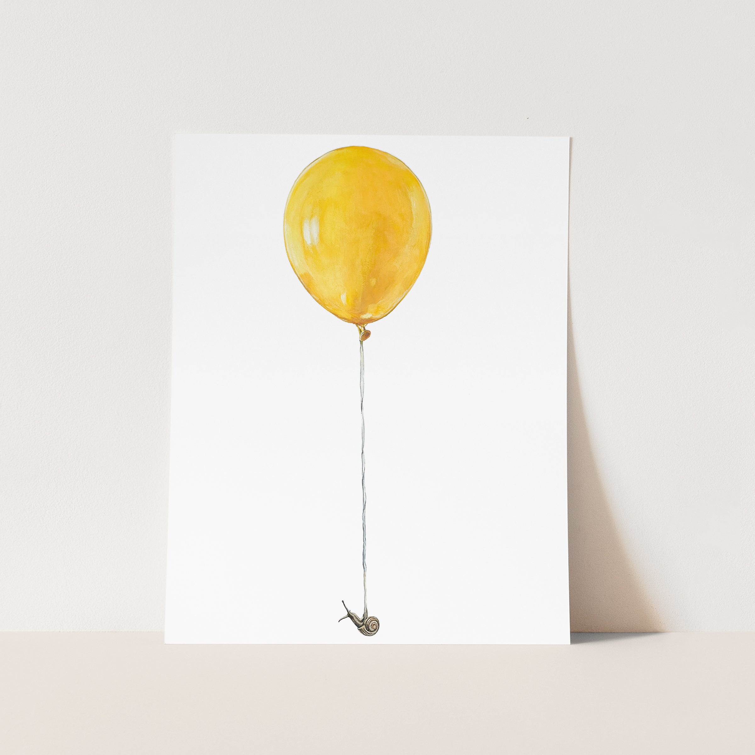 ADVENTURE Snail Flying on a Balloon Cards and Prints