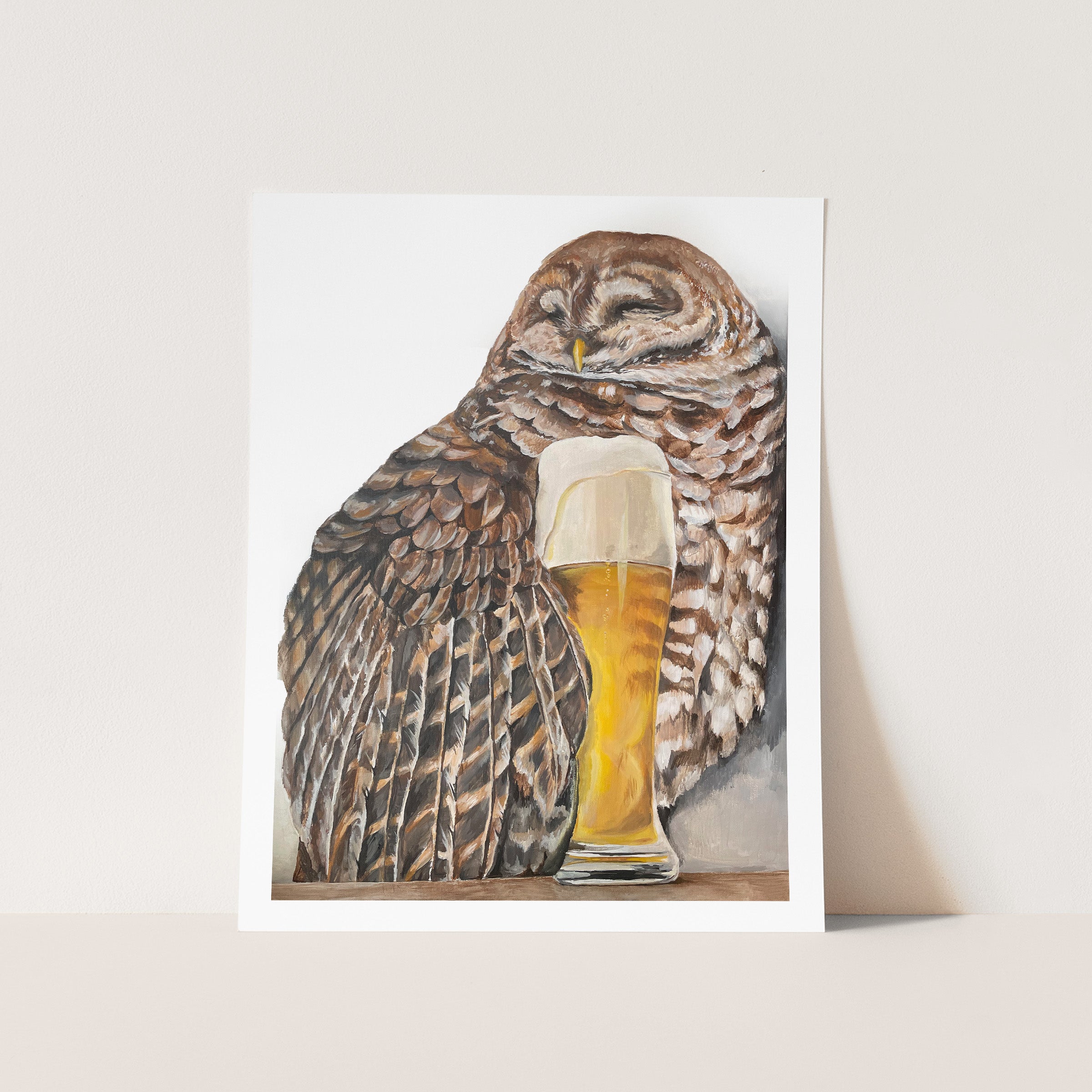 AL the Owl Drinking Beer Cards and Prints