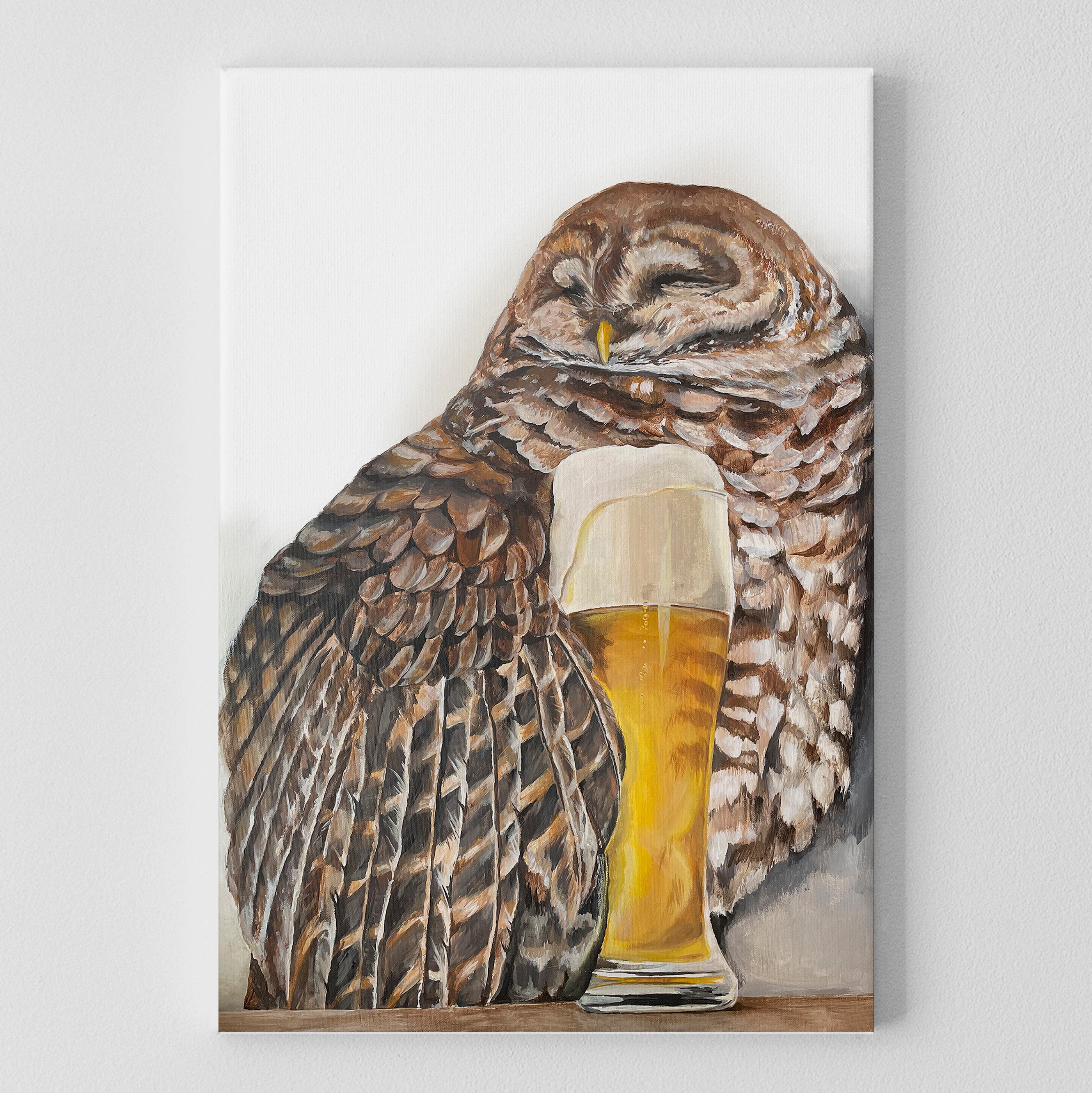 AL the Owl Drinking Beer Cards and Prints