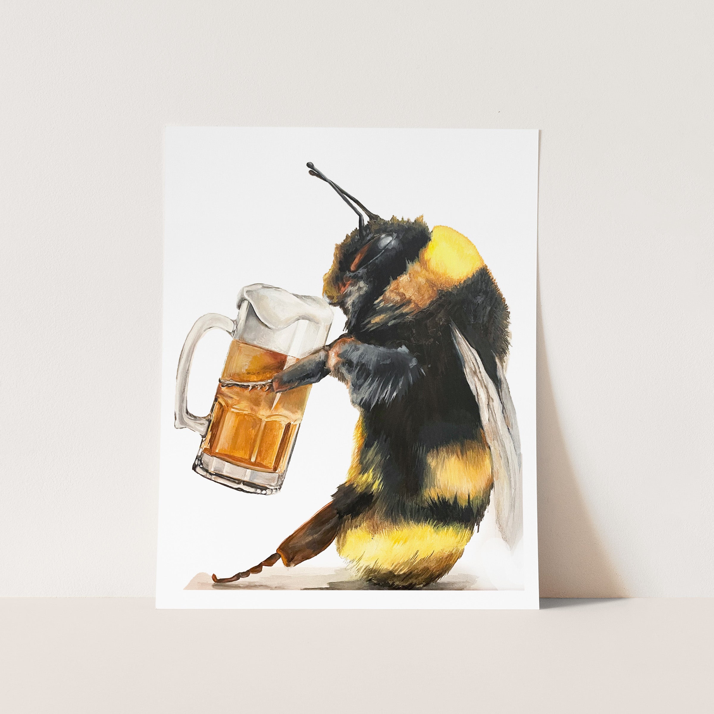 BEAU the Bee Drinking Beer Cards and Prints