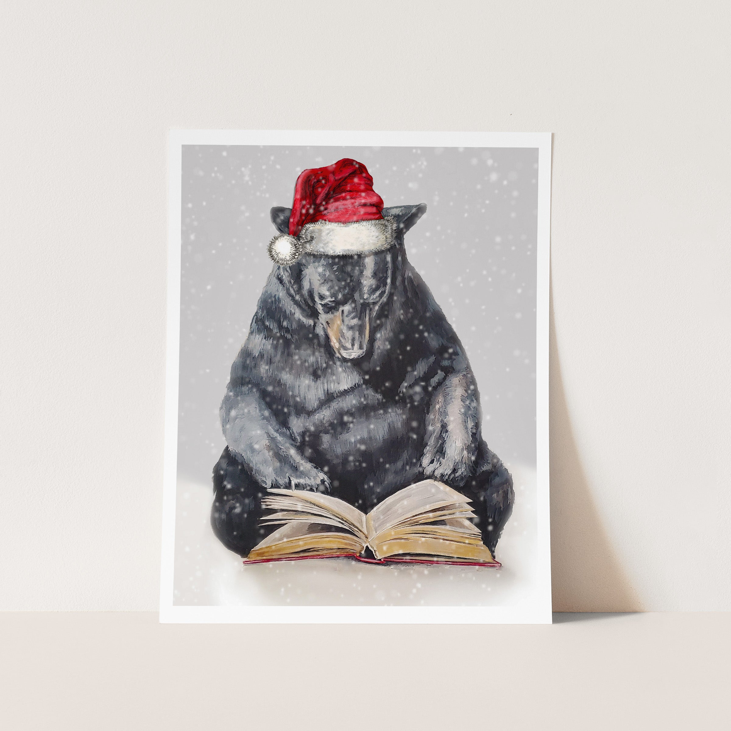 BLACK BEAR IS READING  Holiday Edition Cards and Prints