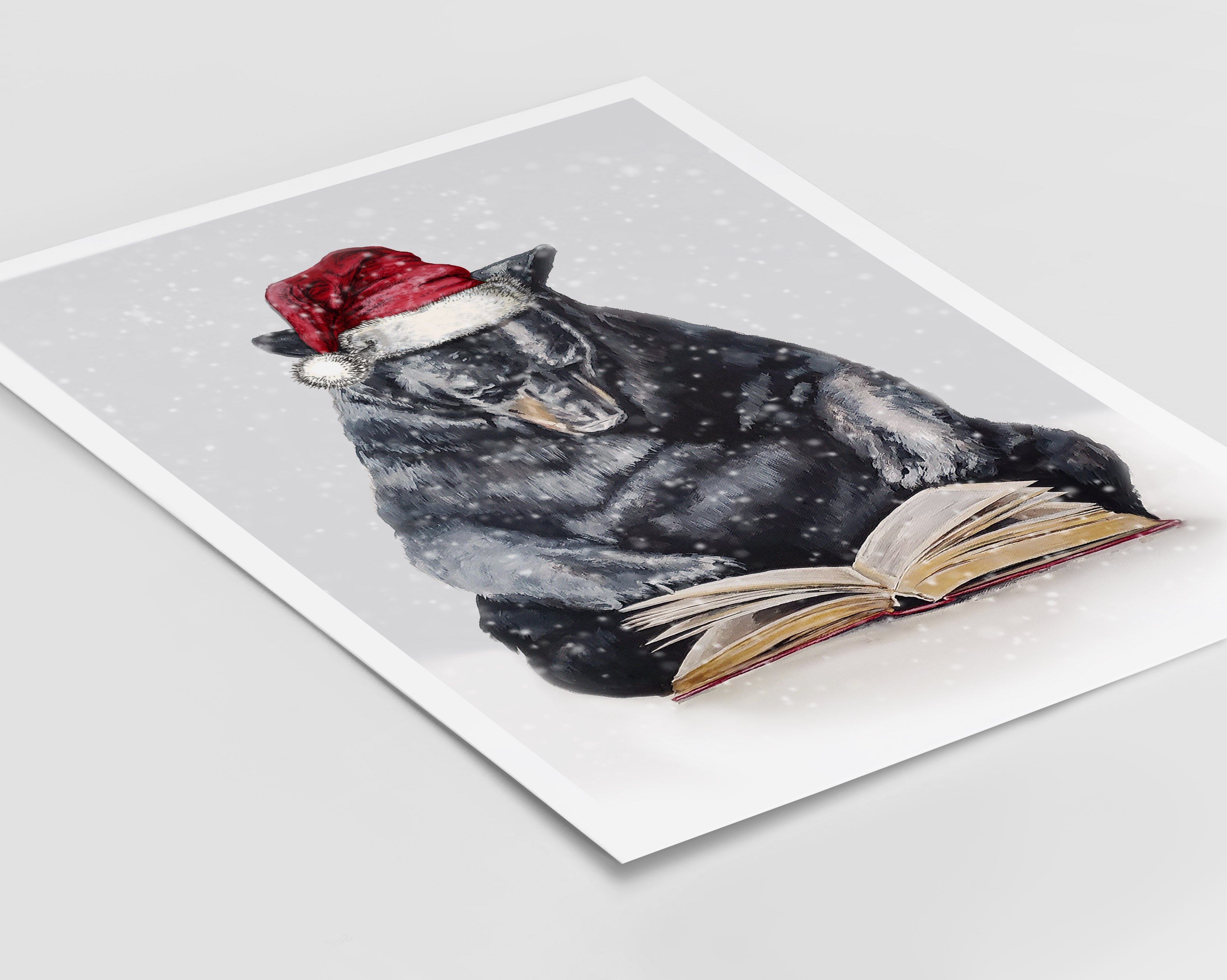 BLACK BEAR IS READING  Holiday Edition Cards and Prints