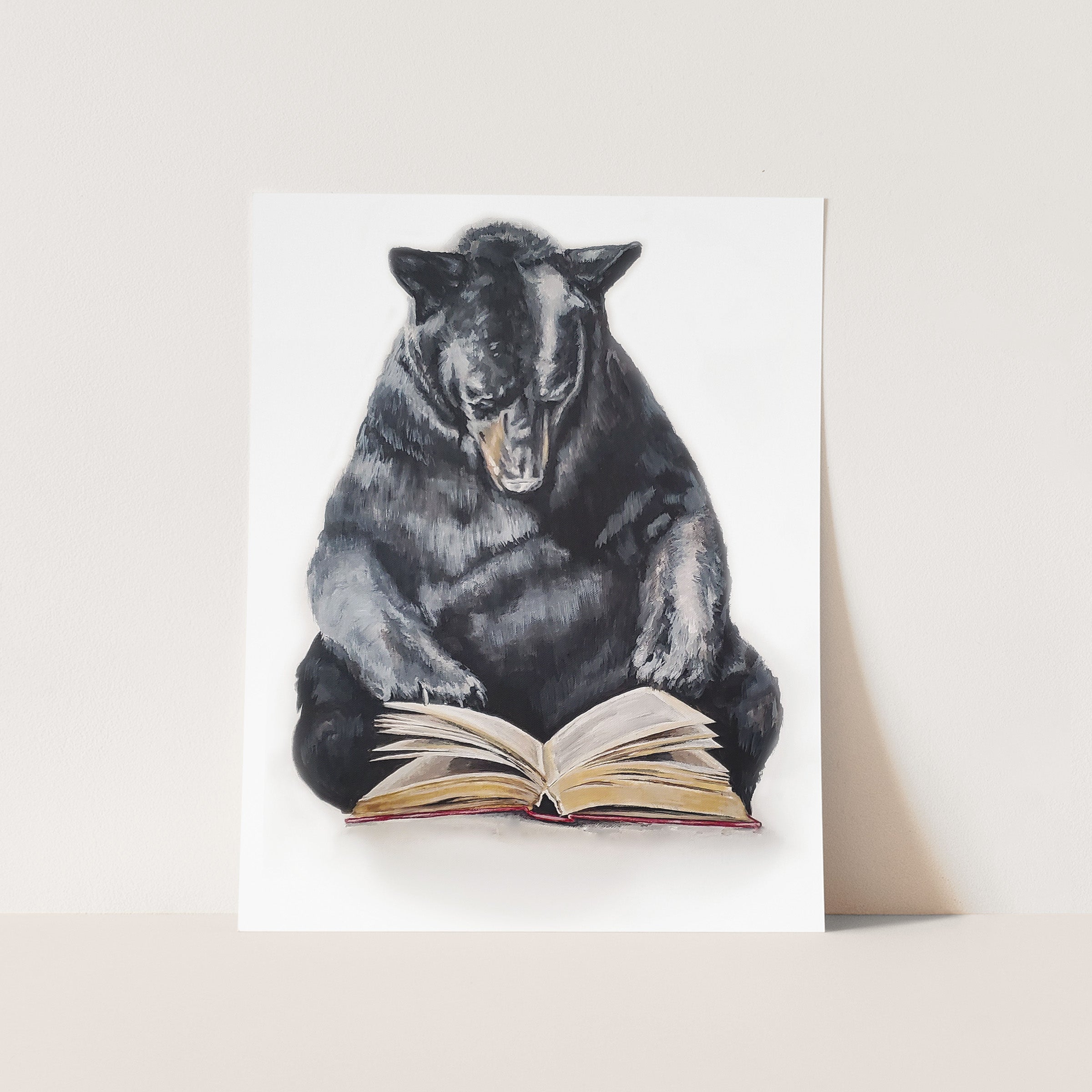 BLACK BEAR IS READING Cards and Prints