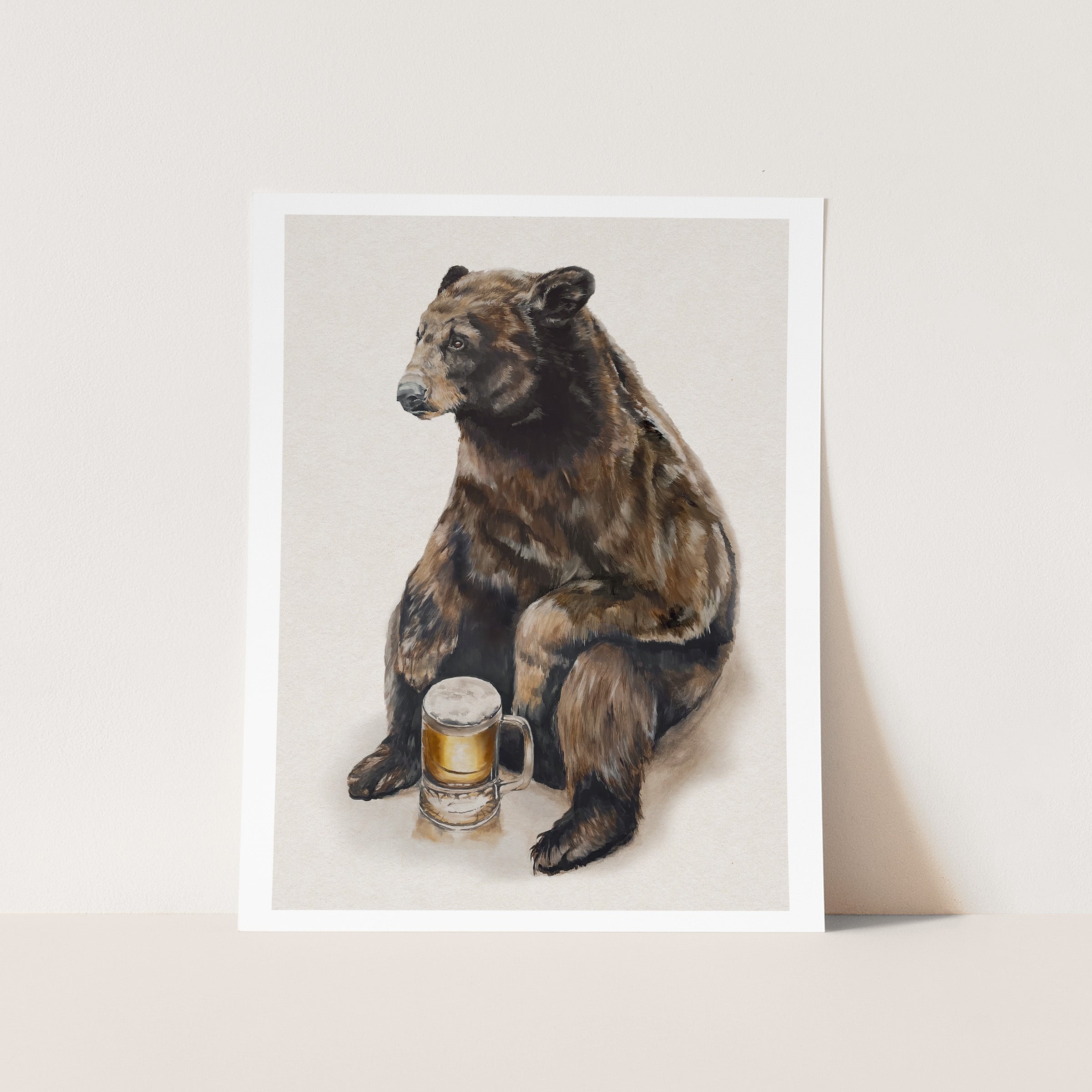 BUSTER the Bear Drinking Beer Cards and Prints