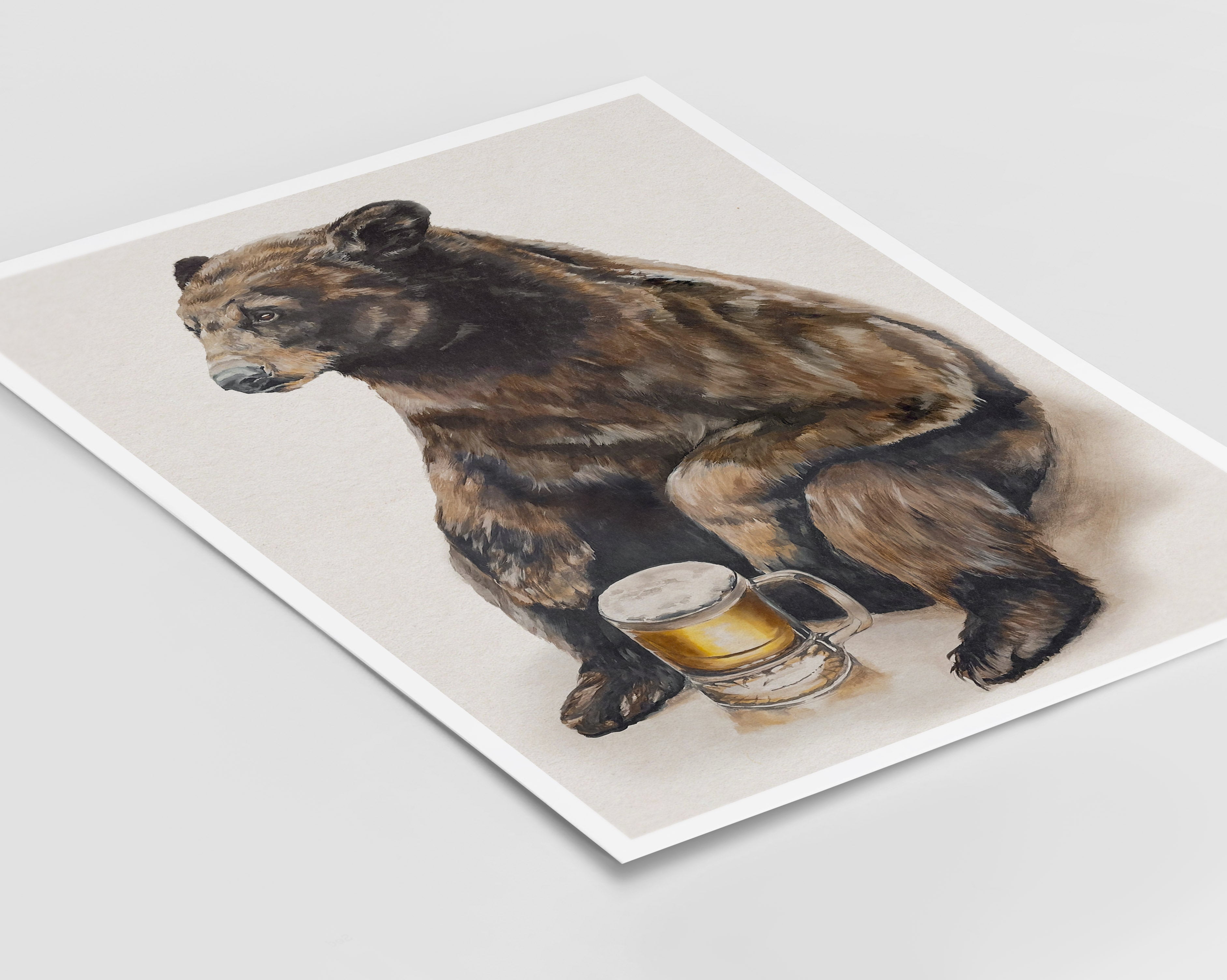 BUSTER the Bear Drinking Beer Cards and Prints