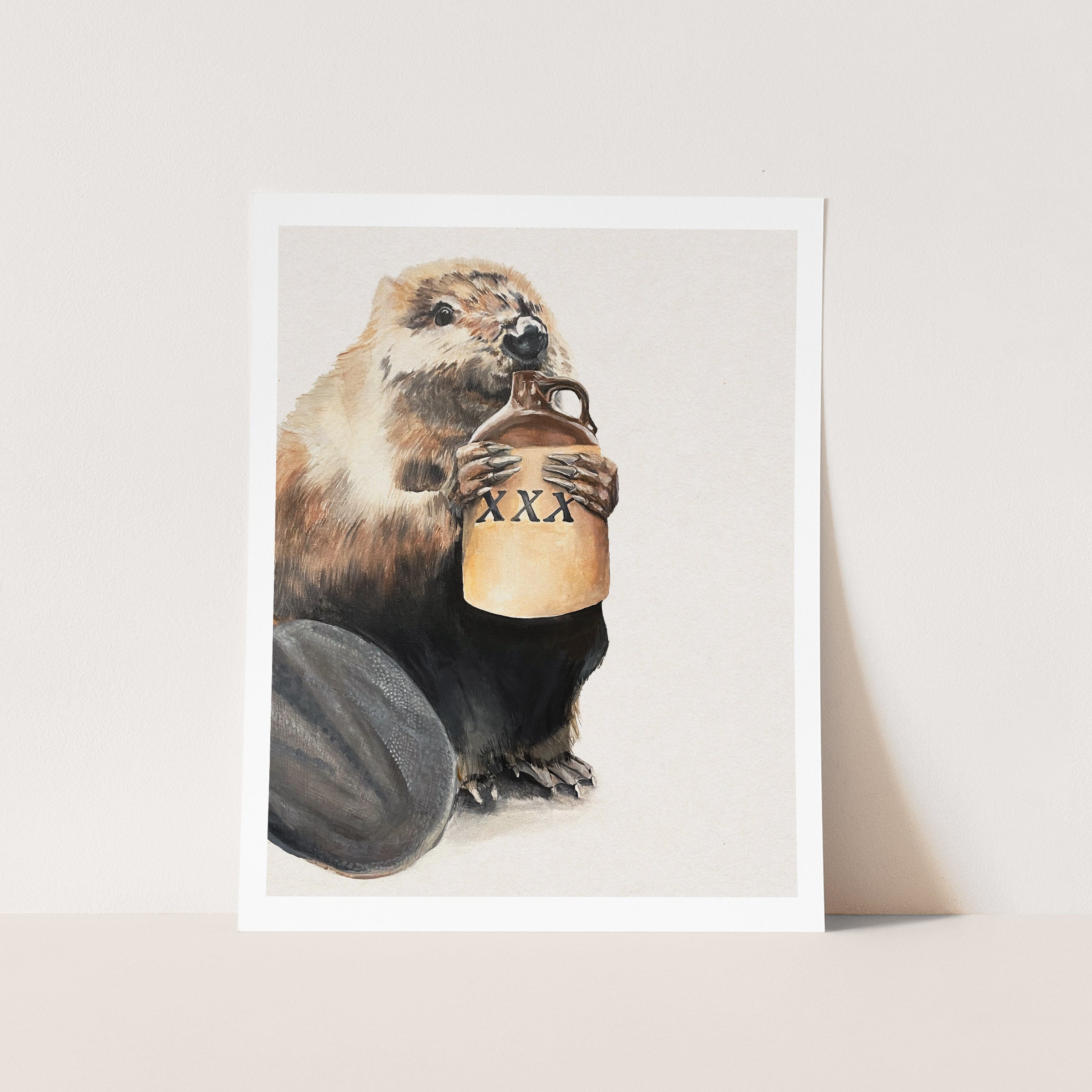 CHUCK the Beaver Drinking Moonshine Cards and Prints