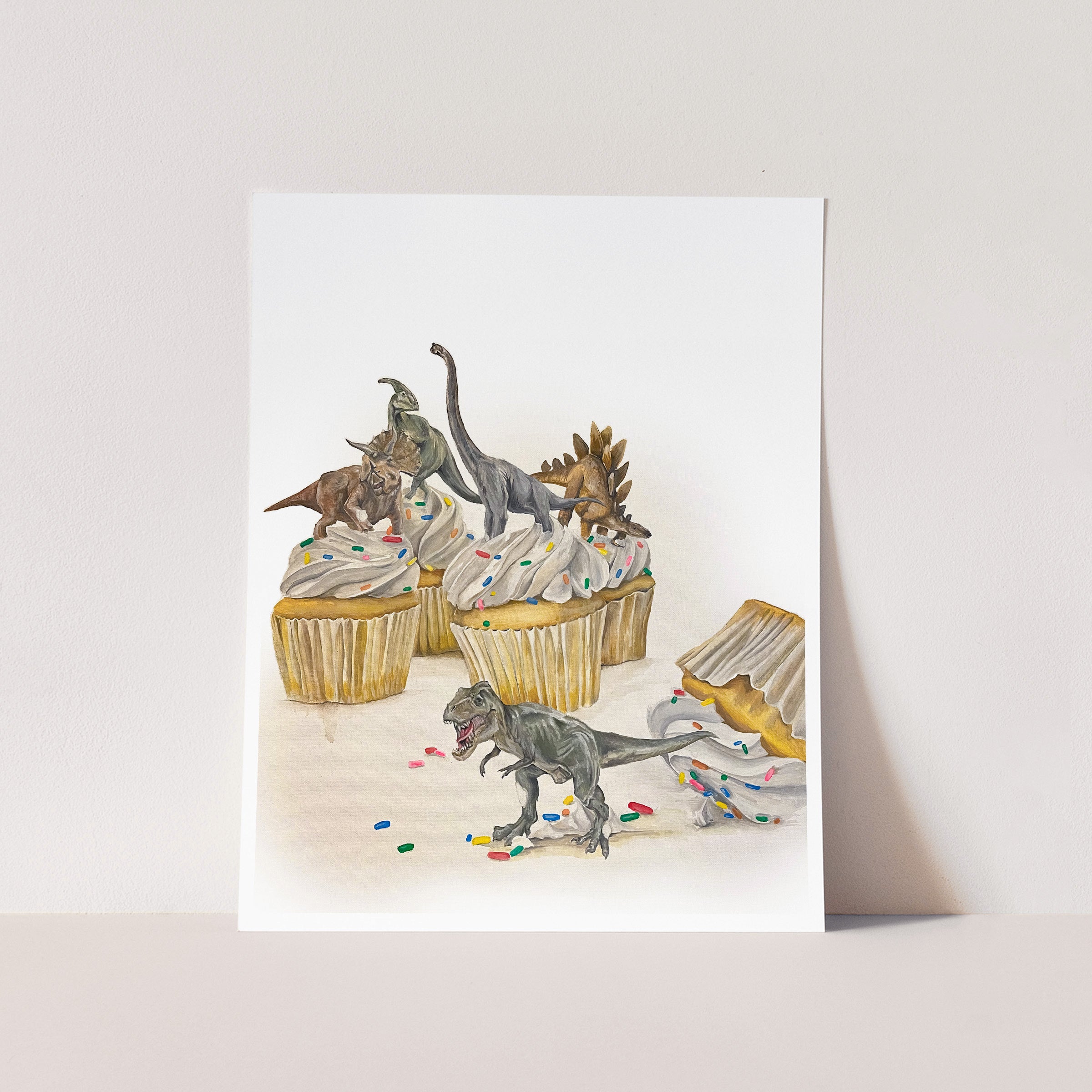 DINO PARTY Dinosaur Cupcake Party Cards and Prints