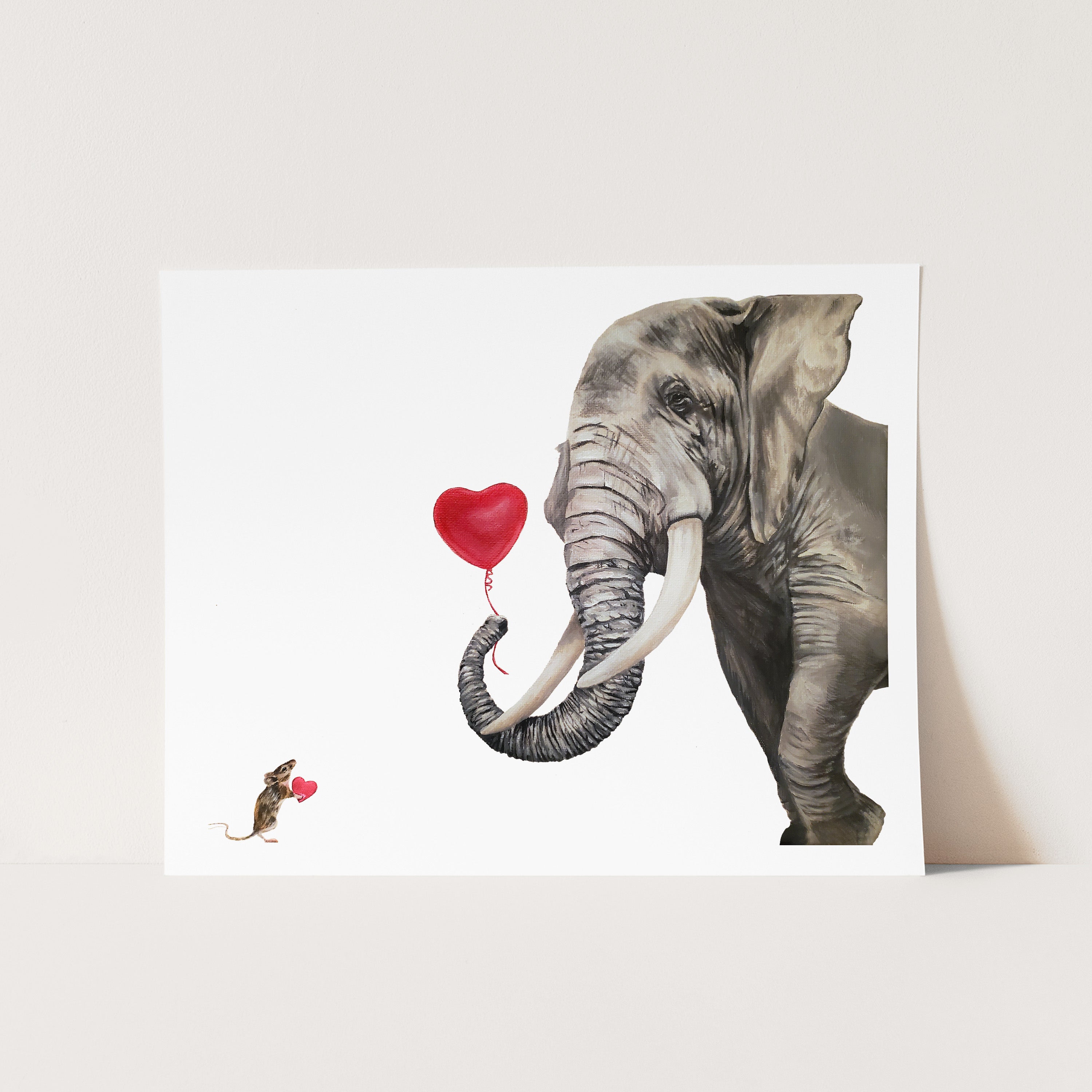 Elephant and Mouse are Friends Cards and Prints