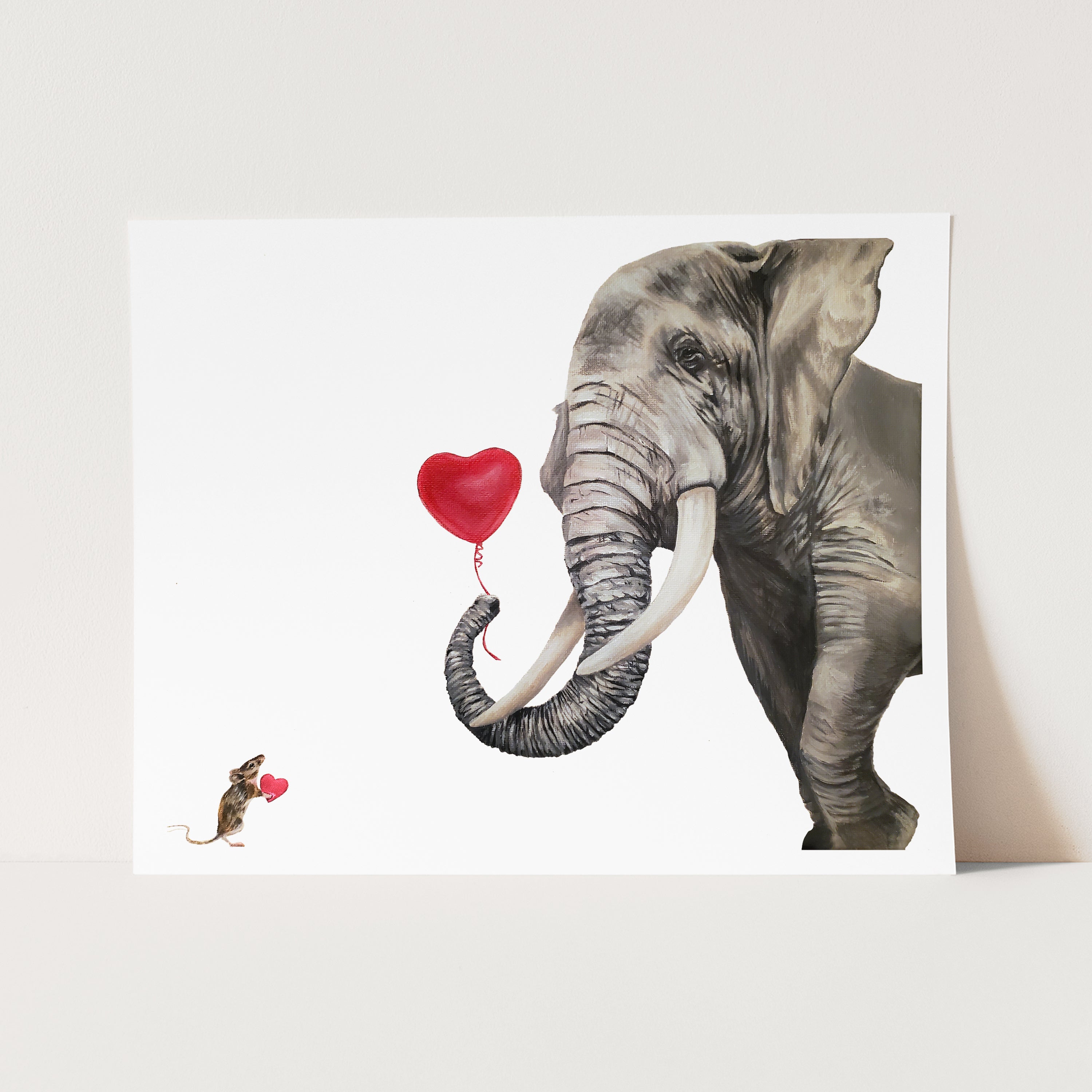 Elephant and Mouse are Friends Cards and Prints