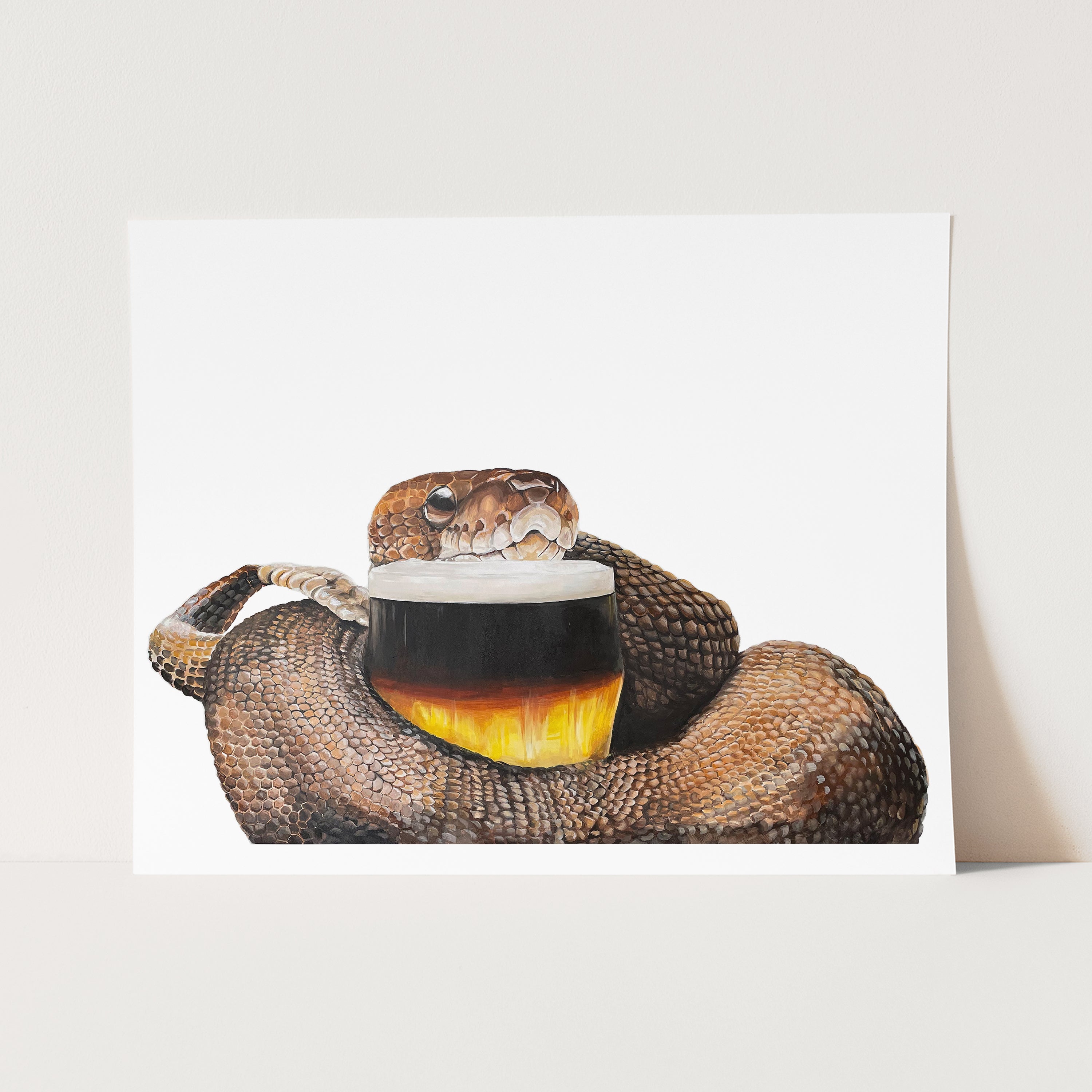 HARRY the Snake Drinking Beer Cards and Prints