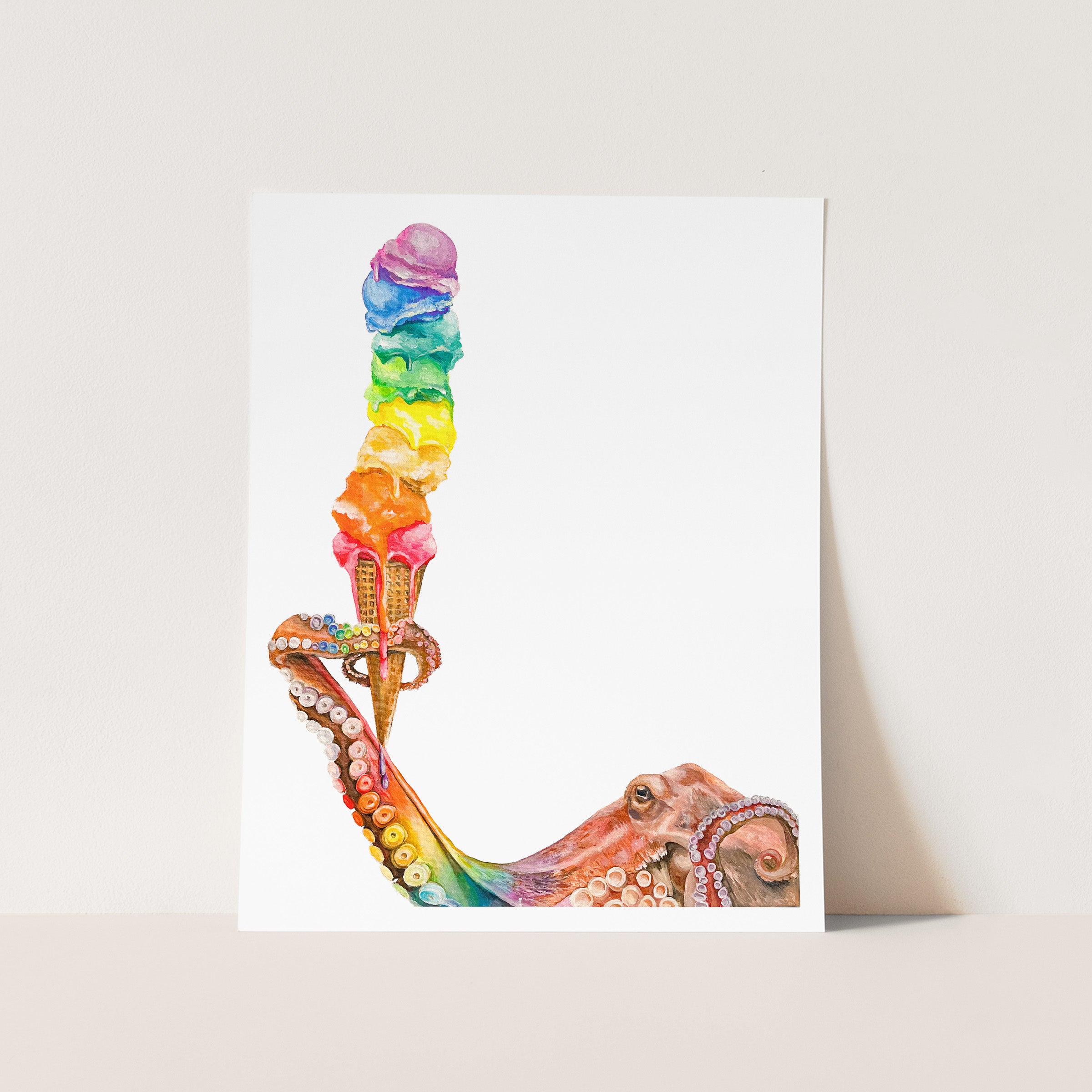 MASTER OF DISGUISE Octopus Rainbow Ice Cream Cards and Prints