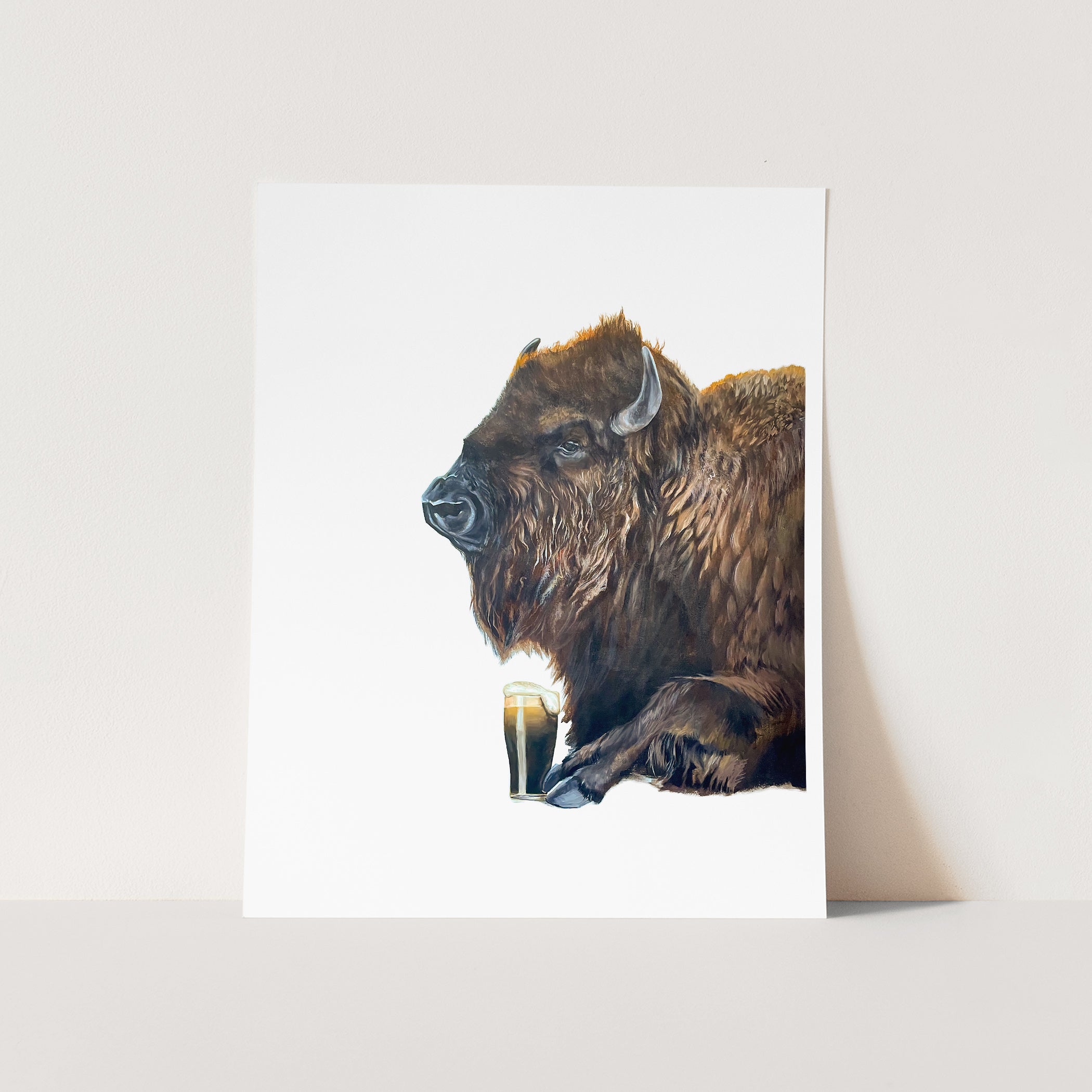 NORM the Buffalo Drinking Beer Cards and Prints