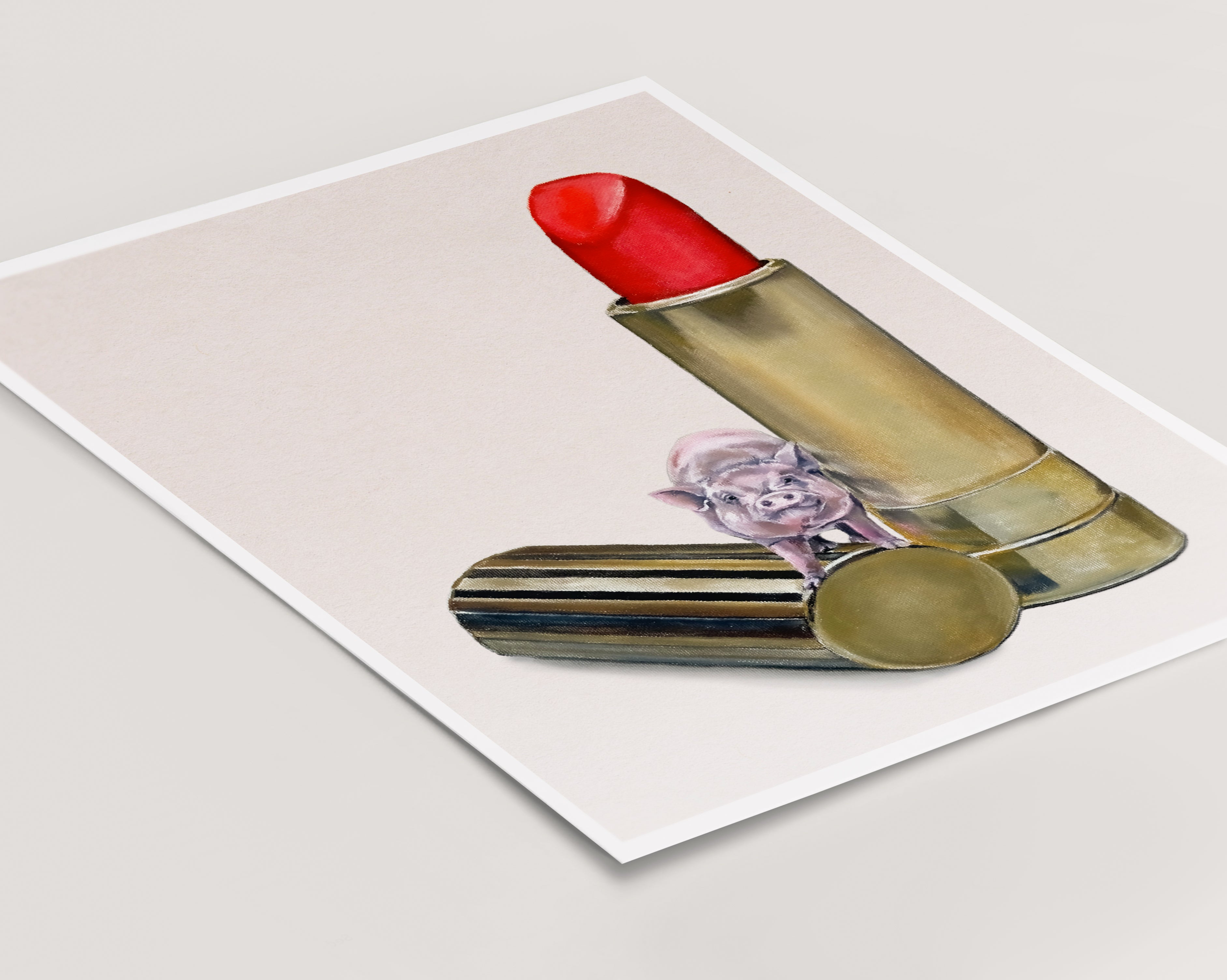 PIG ON A LIPSTICK Cards and Prints