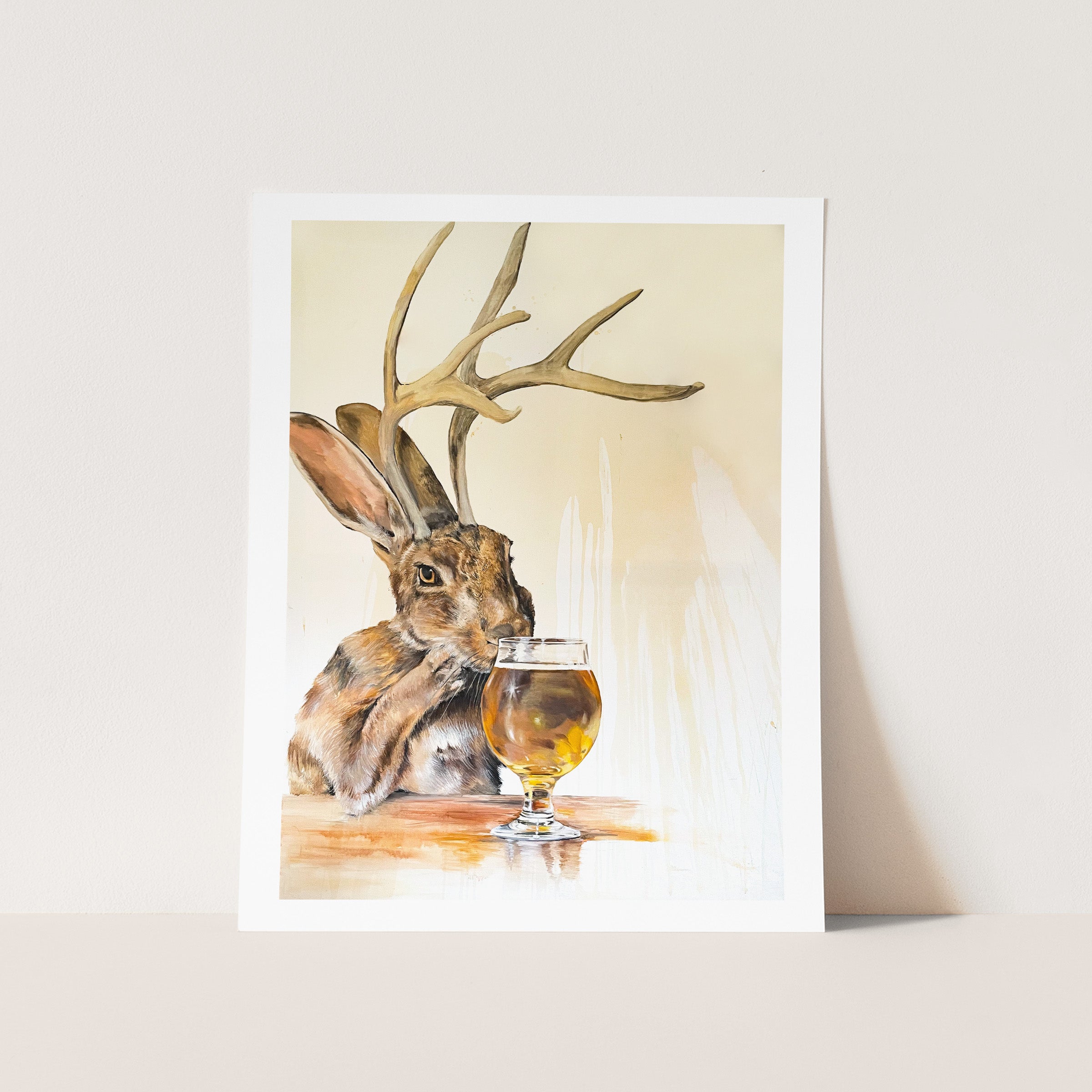 REX the Jackalope Drinking Beer Cards and Prints