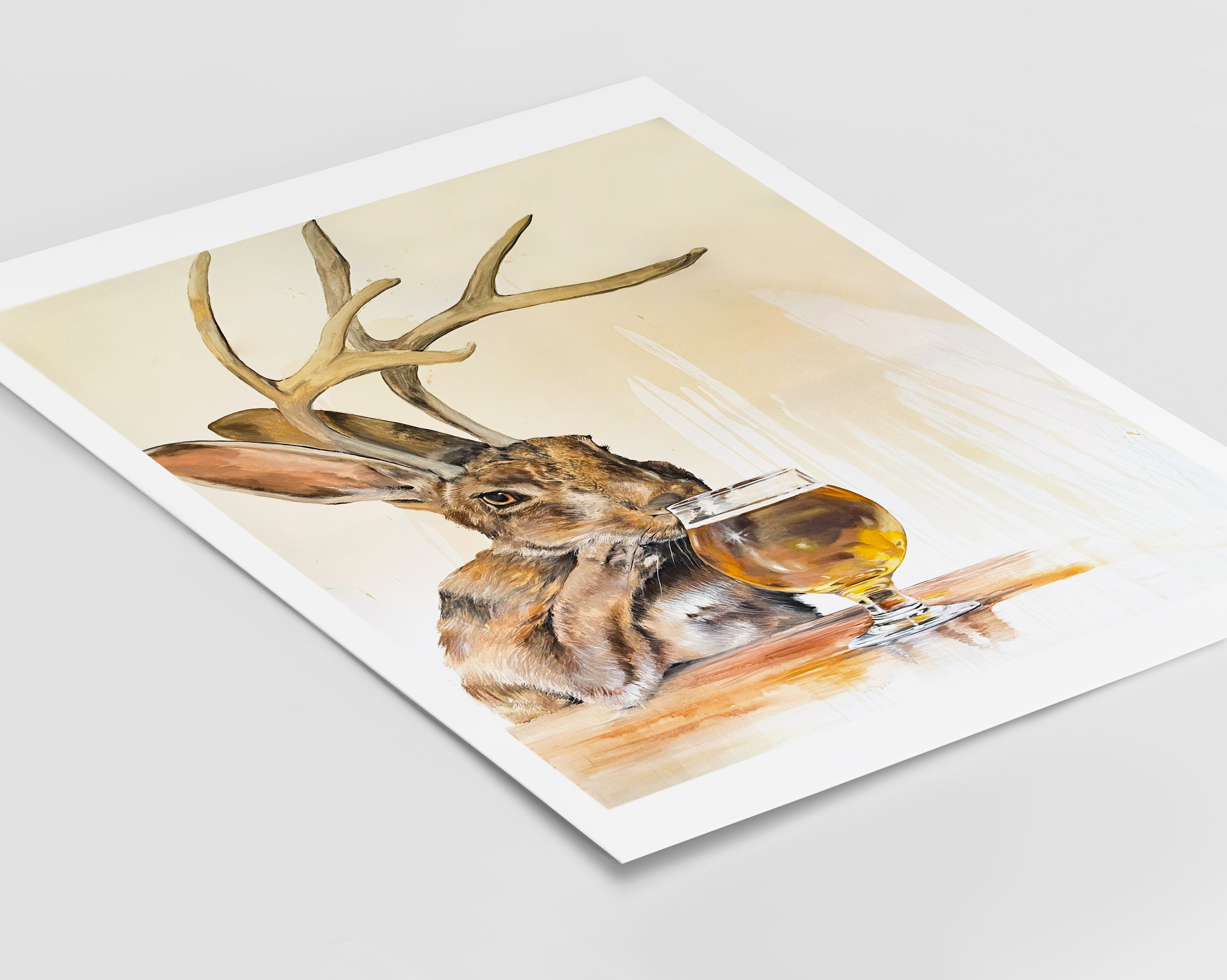 REX the Jackalope Drinking Beer Cards and Prints